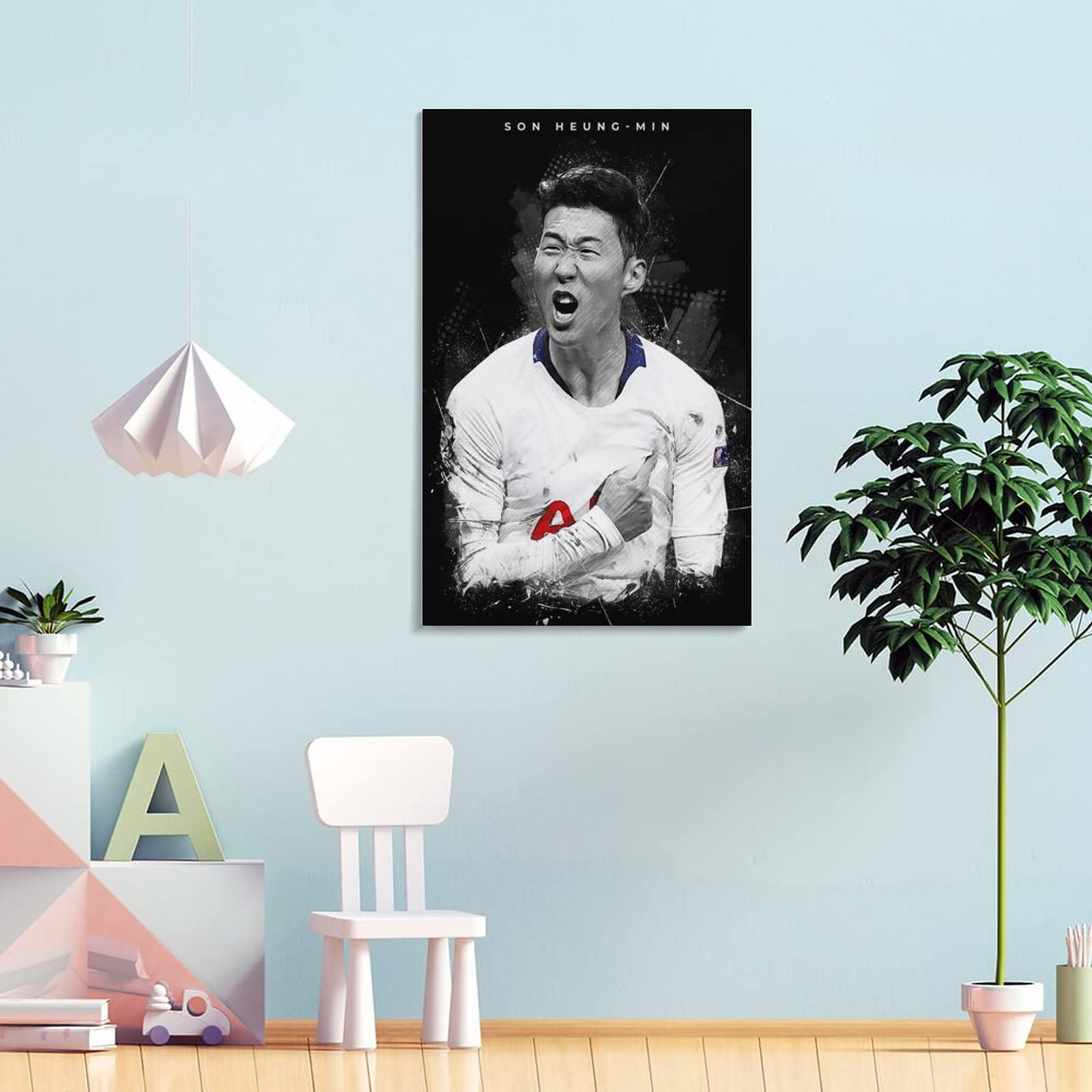 Amazon｜フットボールスターソン・フンミンポスターキャンバスアート